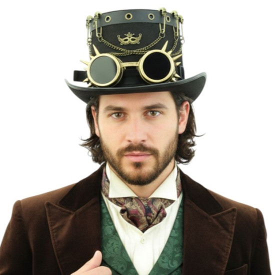 Black Chain Steampunk Top Hat