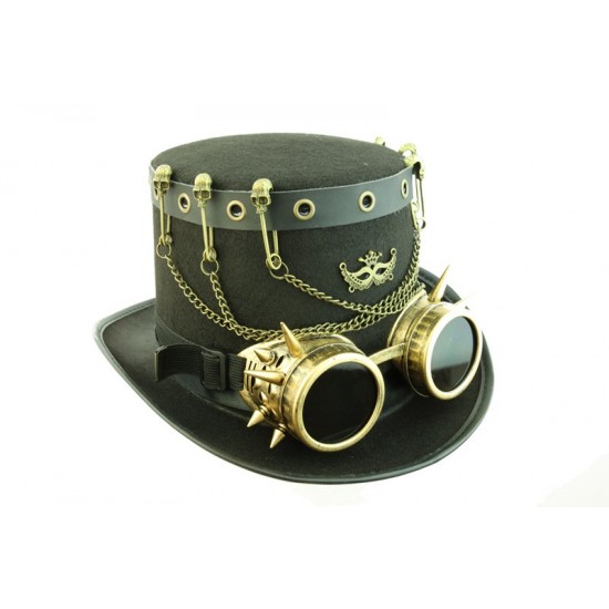 Black Chain Steampunk Top Hat