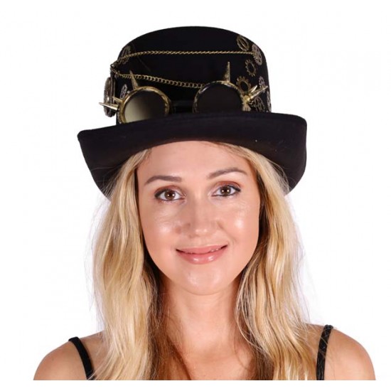 Black Gold Spiked Steampunk Top Hat