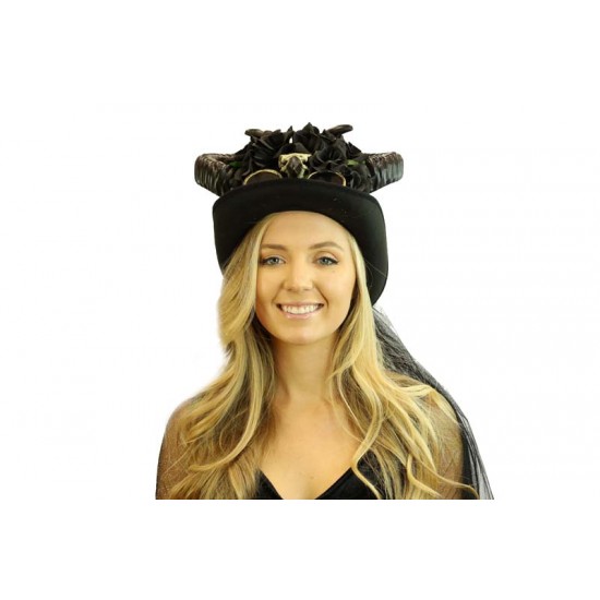 Black Ram Skull Voodoo Hat