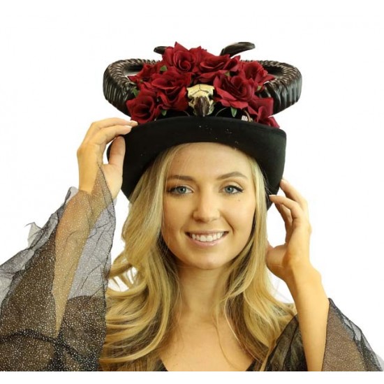 Red Ram Skull Voodoo Hat