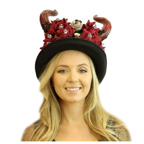 Red Devil Horn Skull Hat