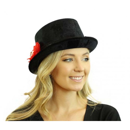 Black Skull Rose Top Hat