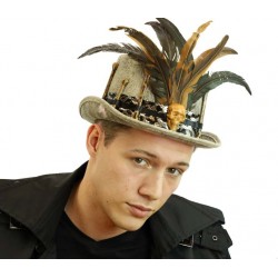 Grey Voodoo Feather Skull Hat Grey Voodoo Feather Skull Hat