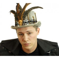 Grey Voodoo Feather Skull Hat Grey Voodoo Feather Skull Hat