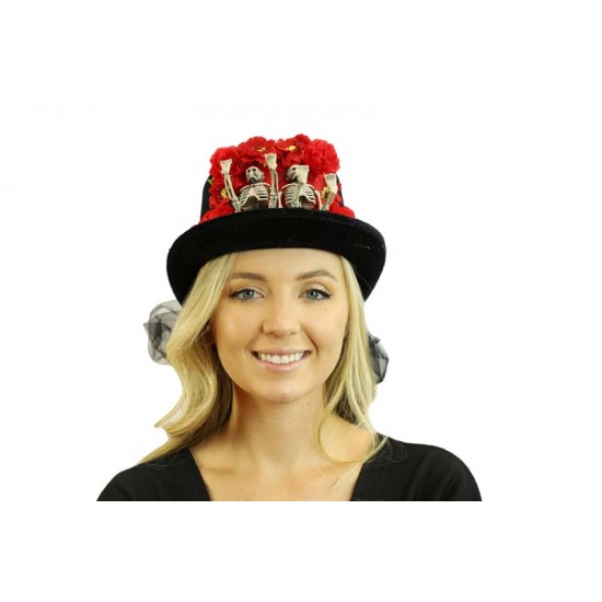 Grey Voodoo Feather Skull Hat