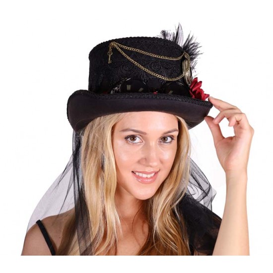 Victorian Clock Rose Top Hat