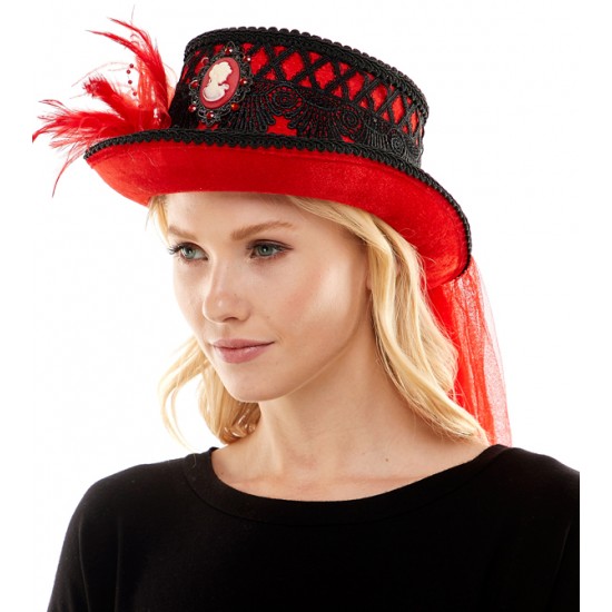 Red and Black Victorian Top Hat Red and Black Victorian Top Hat