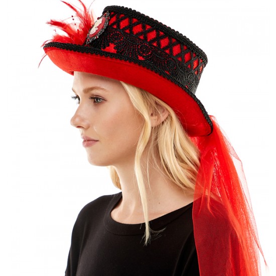 Red and Black Victorian Top Hat Red and Black Victorian Top Hat