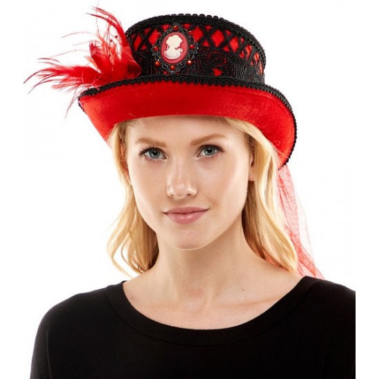 Red and Black Victorian Top Hat Red and Black Victorian Top Hat