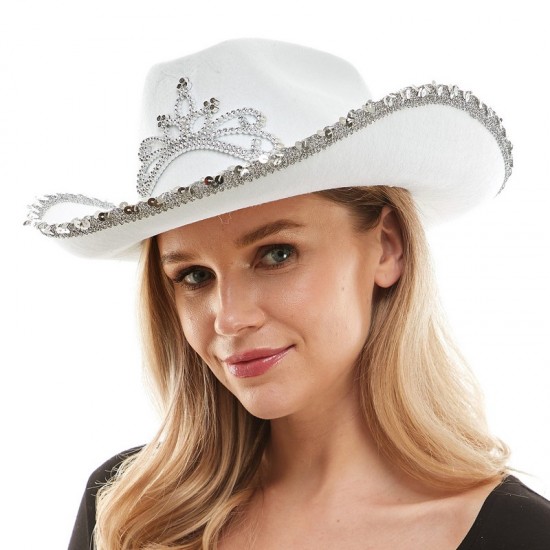 White Light-Up Princess Cowboy Hat