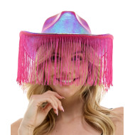 Iridescent Hot Pink Fringe Cowboy Hat