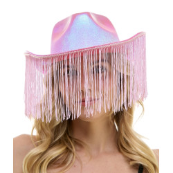 Iridescent Pink Fringe Cowboy Hat
