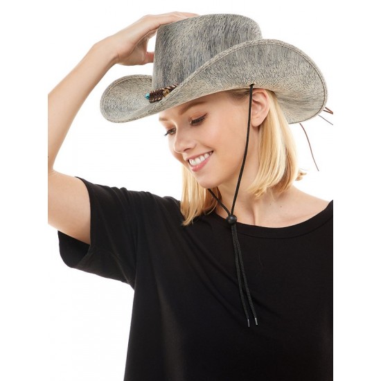 Grey Braided Band Cowboy Hat