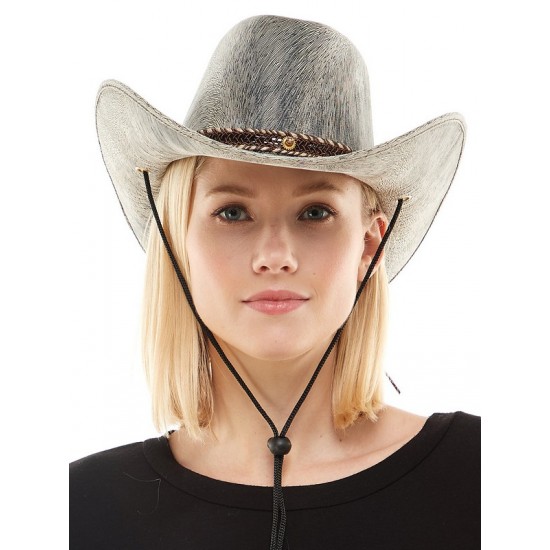 Grey Braided Band Cowboy Hat