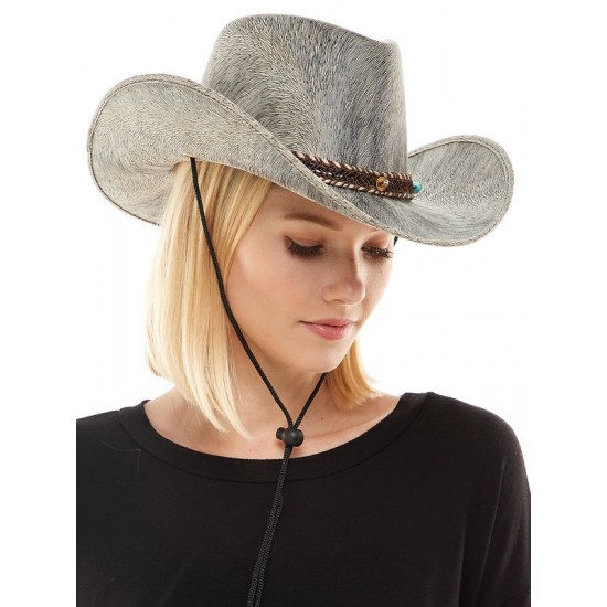 Grey Braided Band Cowboy Hat