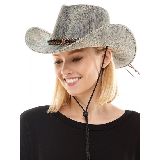 Grey Braided Band Cowboy Hat