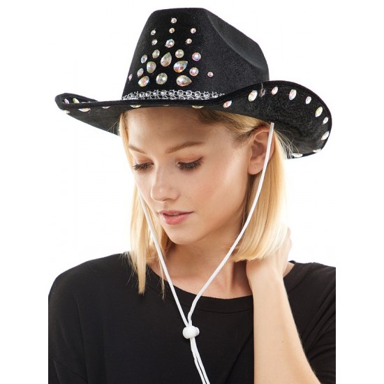 Black Gemstone Cowboy Hat