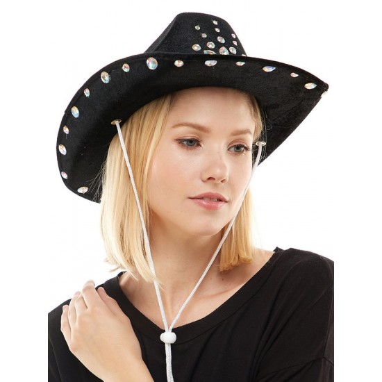 Black Gemstone Cowboy Hat