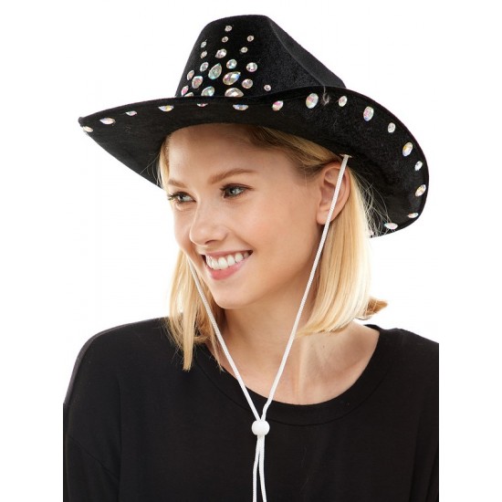 Black Gemstone Cowboy Hat