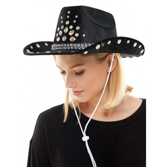Black Gemstone Cowboy Hat