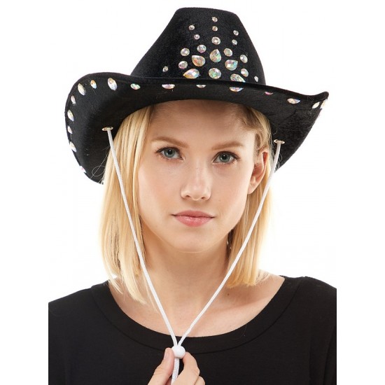 Black Gemstone Cowboy Hat