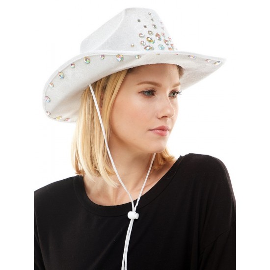 White Gemstone Cowboy Hat