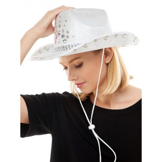 White Gemstone Cowboy Hat