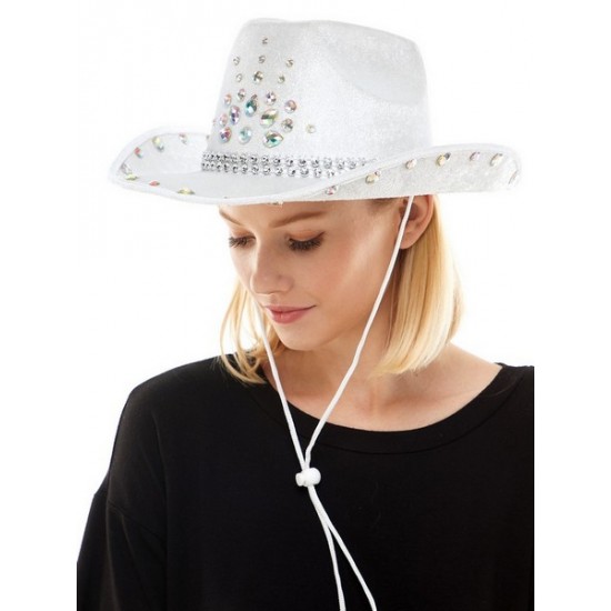 White Gemstone Cowboy Hat