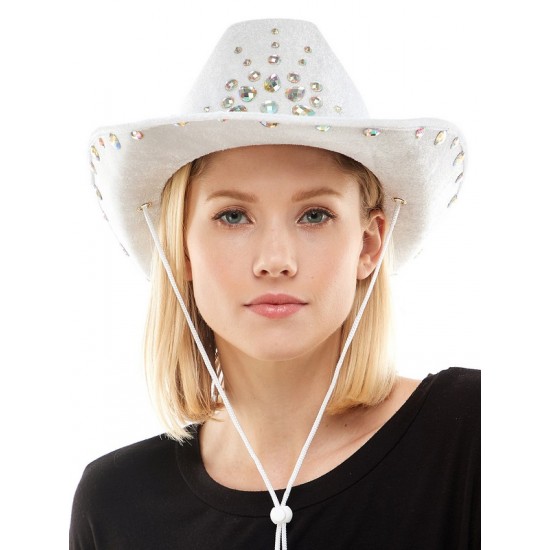 White Gemstone Cowboy Hat