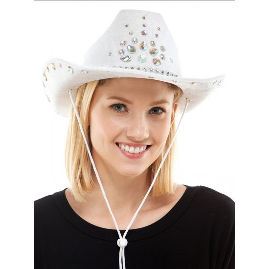 White Gemstone Cowboy Hat