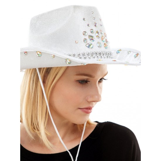 White Gemstone Cowboy Hat