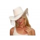 White Rhinestone Fringe Cowboy Hat