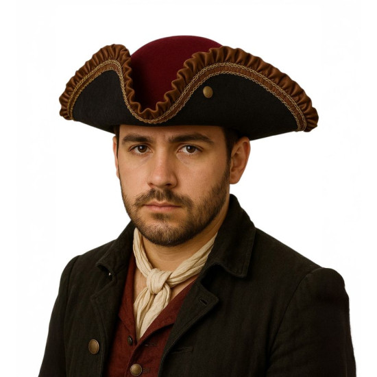 Velvet Burgundy Pirate Tricorn Hat