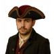Velvet Burgundy Pirate Tricorn Hat