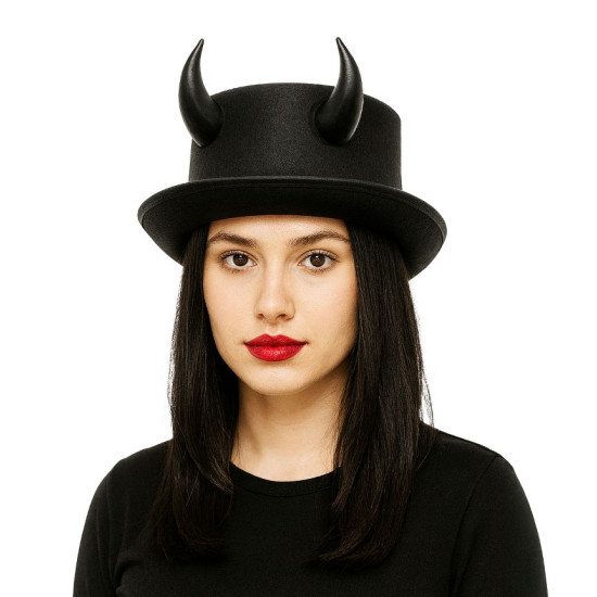 Black Devil Horn Hat