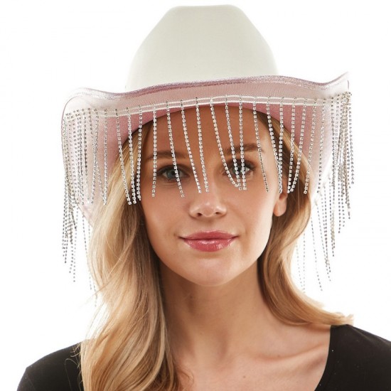 Pink Sparkle Fringe Cowboy Hat