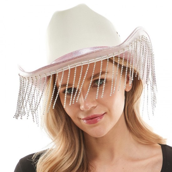 Pink Sparkle Fringe Cowboy Hat