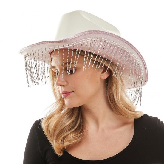 Pink Sparkle Fringe Cowboy Hat