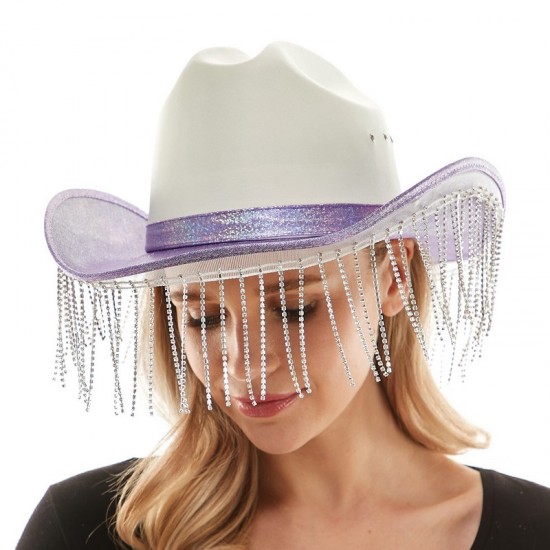 Lavender Sparkle Fringe Cowboy Hat