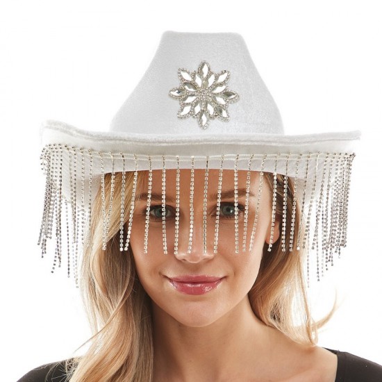 Snowflake Gem Fringe Cowboy Hat