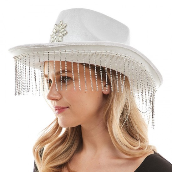 Snowflake Gem Fringe Cowboy Hat