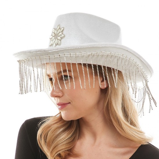 Snowflake Gem Fringe Cowboy Hat