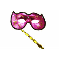 Hot Pink Masquerade Mask on Stick