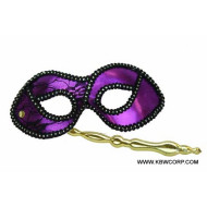 Purple Lace Masquerade Mask on Stick