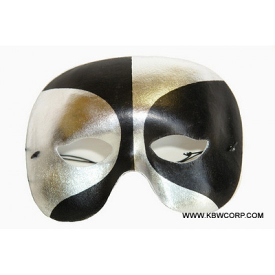 Silver & Black Split Masquerade Mask
