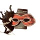 Red & Black Feather Lace Party Mask