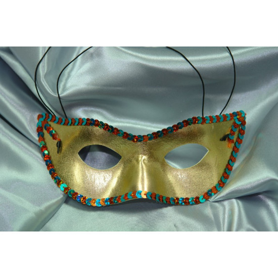 Gold Masquerade Mask with Sequin Trim Gold Masquerade Mask with Sequin Trim