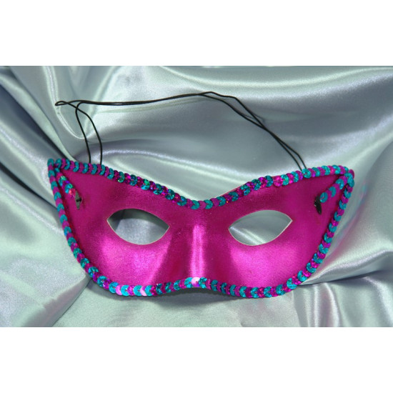 Hot Pink Masquerade Mask with Sequin Trim