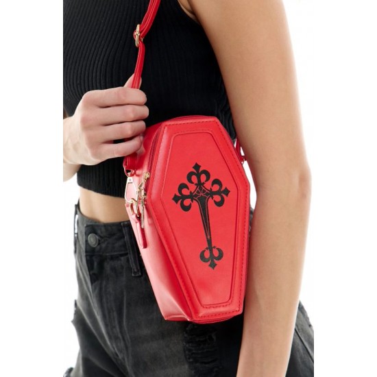 Red Coffin Crossbody with Black Cross Red Coffin Crossbody with Black Cross